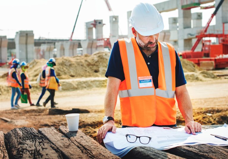 Site engineer on a construction site